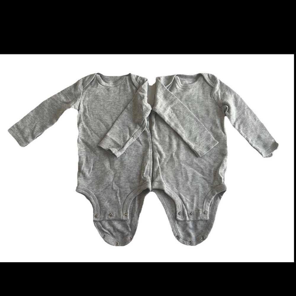 2ct Long Sleeve Baby Bodysuits 12 Months Gray Carters (0506)